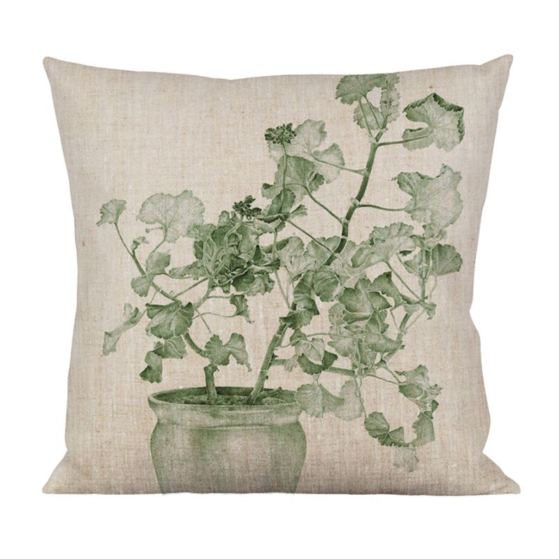 Putetrekk i lin med Pelargonia
