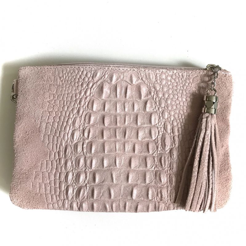 Croco clutch pudder rosa