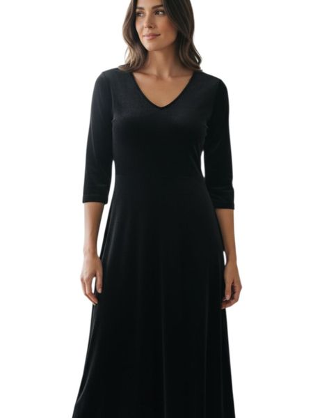 Hovedbilde Velurkjole, flott lang kledelig kjole i ...